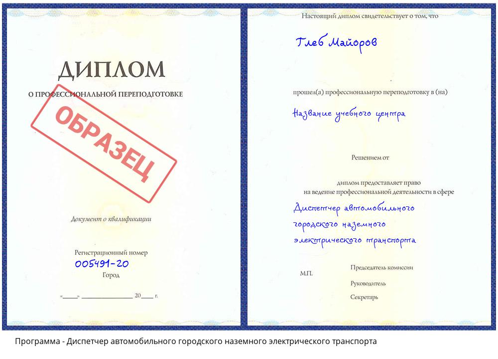 Диспетчер автомобильного городского наземного электрического транспорта Благовещенск