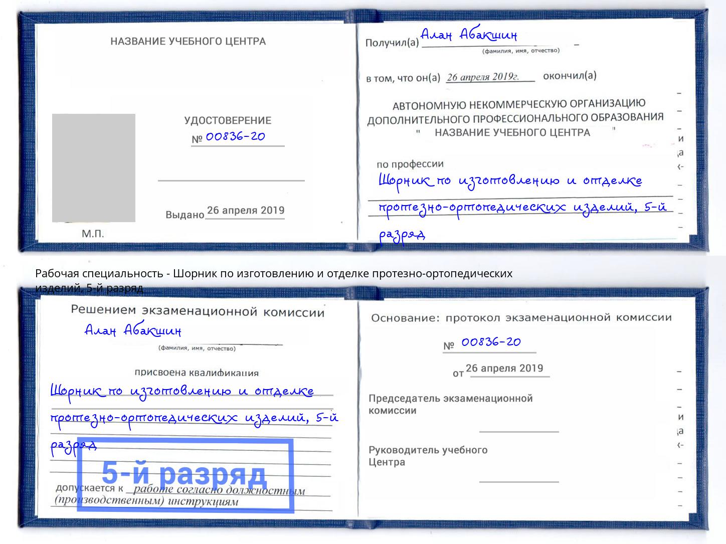 корочка 5-й разряд Шорник по изготовлению и отделке протезно-ортопедических изделий Благовещенск