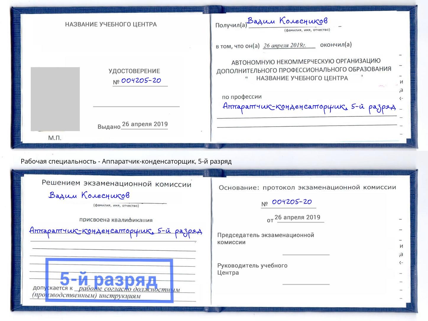 корочка 5-й разряд Аппаратчик-конденсаторщик Благовещенск